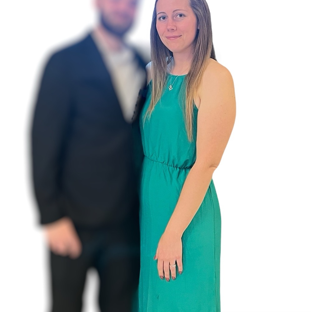 Lark & Ro | Emerald Green Maxi Dress, Elastic Stretch Waist - Picture 9 of 9